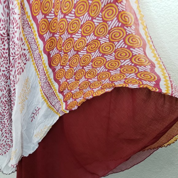 Paul Ropp Free Size Resort Style Tank Dress Boho Patchwork Chiffon Handkerchief - Picture 9 of 14